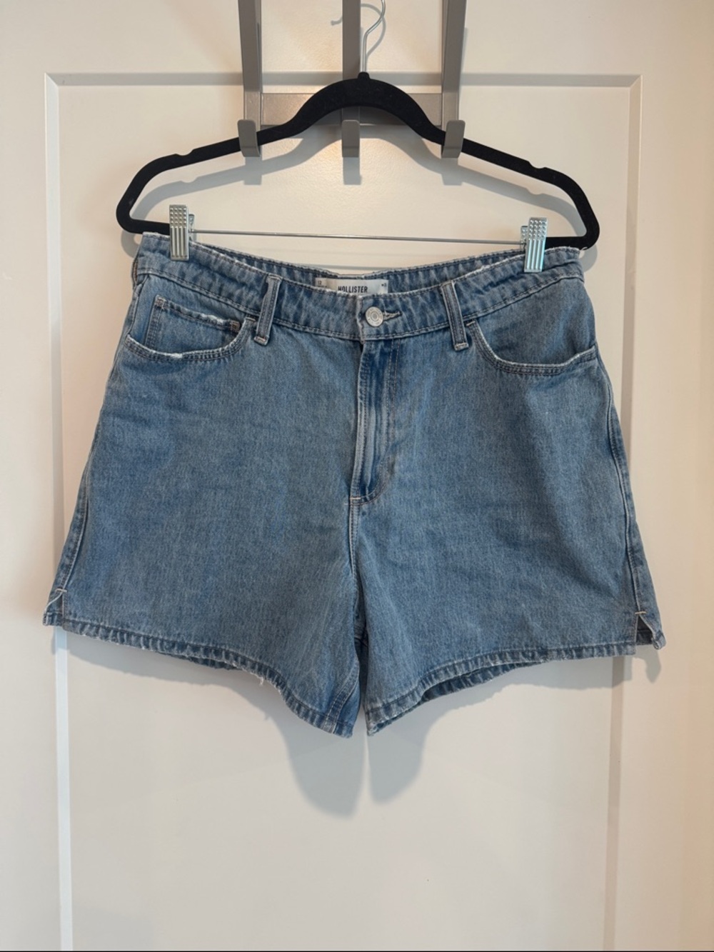 Hollister Light Blue High-Rise Curvy Denim Shorts